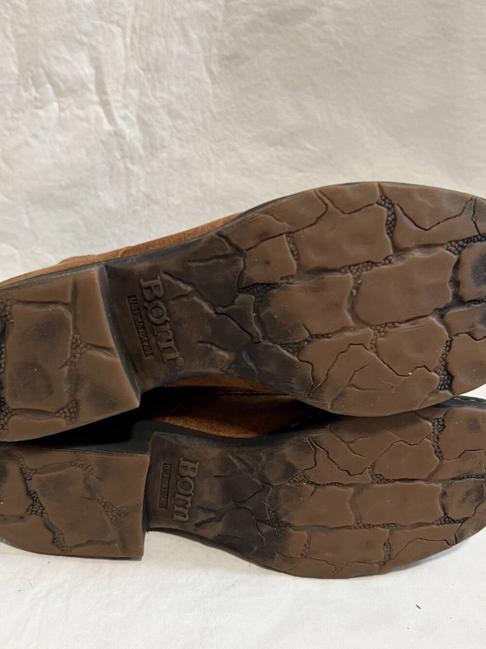 Born combat boots brown suede Kelisa zip up lace up womens 7.5 low heel - Picture 8 of 12